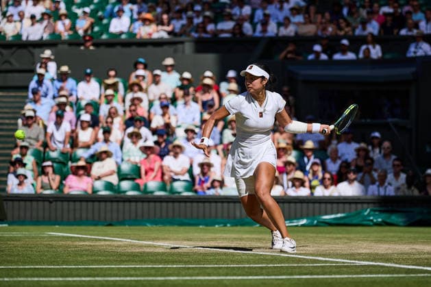 July 6, 2026, London, London, Great Britain: Alexandra Eala of Philippines returns with forehand during The Championships Wimbledon , 6.7.2026 in London (All England Lawn Tennis and Croquet Club), Great Britain Tennis 2026: Grand Slam: The Championships Wimbledon: 8th Day: 4th Round: PAOLINI 6:4 4:6 6:3 EALA  - ZUMAs343 20260706_zsp_s343_079 Copyright: xMathiasxSchulzx