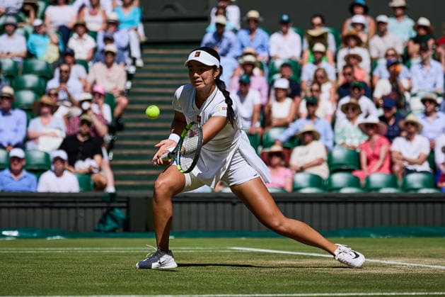 July 6, 2026, London, London, Great Britain: Alexandra Eala of Philippines returns with forehand during The Championships Wimbledon , 6.7.2026 in London (All England Lawn Tennis and Croquet Club), Great Britain Tennis 2026: Grand Slam: The Championships Wimbledon: 8th Day: 4th Round: PAOLINI 6:4 4:6 6:3 EALA  - ZUMAs343 20260706_zsp_s343_088 Copyright: xMathiasxSchulzx