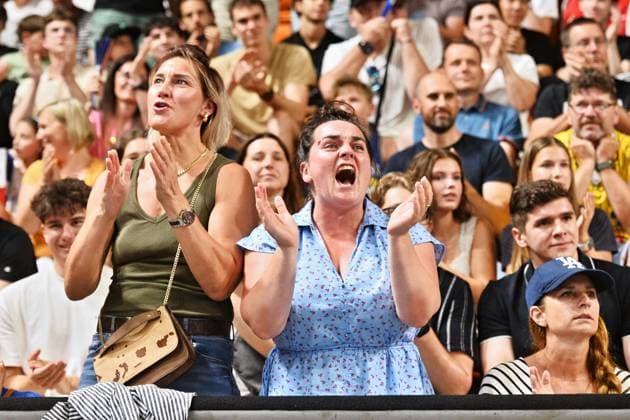 Czech basketball fans react during men s Basketball World Cup 2027 group H qualifier: Czechia vs Estonia, in Brno, Czech Republic, on July 6, 2026. (CTKxPhoto PatrikxUhlir) CTKPhotoP2026070606977  CTKPhotoP2026070606977