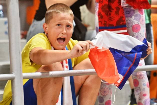 Czech basketball fan reacts during men s Basketball World Cup 2027 group H qualifier: Czechia vs Estonia, in Brno, Czech Republic, on July 6, 2026. (CTKxPhoto PatrikxUhlir) CTKPhotoP2026070606989  CTKPhotoP2026070606989