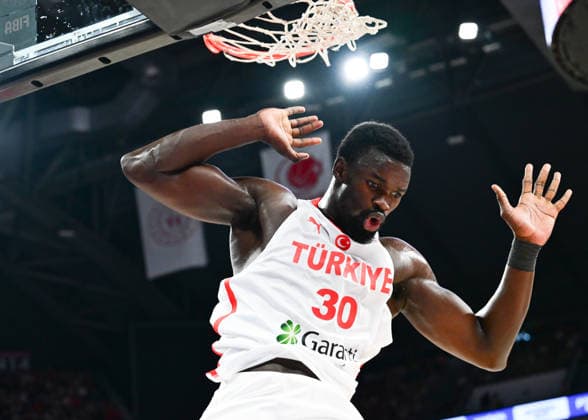 Turkiye v Switzerland - 2027 World Cup European Qualifiers ISTANBUL, TURKIYE - JULY 6: Adem Bona (30) of Turkiye in action during the first round of the 2027 World Cup European Qualifiers Group C final basketball match between Turkiye and Switzerland at Sinan Erdem Dome in Istanbul, Turkiye on July 6, 2026. Elif Ozturk Anadolu Istanbul Turkey. Editorial use only. Please get in touch for any other usage.  Copyright: x2026xAnadoluxElifxOzturkx