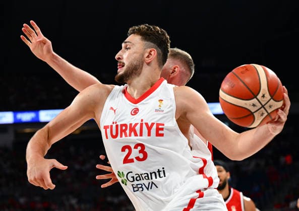 Turkiye v Switzerland - 2027 World Cup European Qualifiers ISTANBUL, TURKIYE - JULY 6: Alperen Sengun (23) of Turkiye in action during the first round of the 2027 World Cup European Qualifiers Group C basketball match between Turkiye and Switzerland at Sinan Erdem Dome in Istanbul, Turkiye on July 6, 2026. Elif Ozturk Anadolu Istanbul Turkey. Editorial use only. Please get in touch for any other usage.  Copyright: x2026xAnadoluxElifxOzturkx