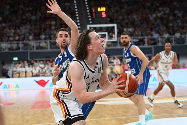 Simonas LUKOSIUS (GER), Aktion,Zweikampf. Basketball Laenderspiel WM Qualifikation Deutschland (GER) - Zypern (CYP) am 06.07.2026 Brose Arena Bamberg. *** Simona LUKOSIUS GER, Action, One-on-One, Basketball, International Match, World Cup Qualifier, Germany (GER) vs. Cyprus (CYP) on July 6, 2026, at Brose Arena, Bamberg
