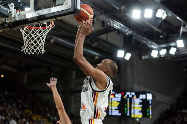 GER, FIBA Basketball World Cup 2027, European Qualifiers, Deutschland-Zypern. 06.07.2026, Brose Arena, Bamberg, GER, FIBA Basketball World Cup 2027, European Qualifiers, Deutschland-Zypern. Louis Olinde (Deutschland, No16) Â Foto: Alexander Trienitz Bamberg Brose Arena Bayern Deutschland *** GER, 2027 FIBA Basketball World Cup, European Qualifiers, Germany vs. Cyprus, July 6, 2026, Brose Arena, Bamberg, GER, FIBA Basketball World Cup 2027, European Qualifiers, Germany vs. Cyprus, Louis Olinde (Germany), No. 16. Photo by Alexander Trienitz, Bamberg, Brose Arena, Bavaria, Germany