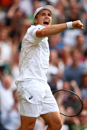 Arthur Fery celebrates during his fourth round match Wimbledon Tennis Championships, Day 8, The All England Lawn Tennis and Croquet Club, London, UK - 06 Jul 2026London The All England Lawn Tennis and United Kingdom  Copyright: xJamesxMarsh Shutterstockx 16978026gs