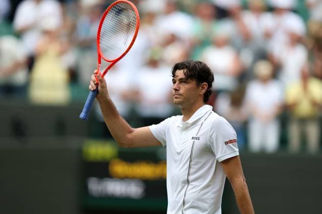Taylor Fritz celebrates victory in his round of 16 match Wimbledon Tennis Championships, Day 8, The All England Lawn Tennis and Croquet Club, London, UK - 06 Jul 2026London The All England Lawn Tennis and United Kingdom  Copyright: xKieranxMcManus Shutterstockx 16978024gs