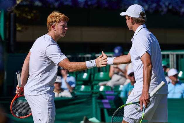 July 6, 2026, London, London, Great Britain: Jamie Mackenzie of Germany, Vincent Reisach of Germany shaking hands during The Championships Wimbledon , 6.7.2026 in London (All England Lawn Tennis and Croquet Club), Great Britain Tennis 2026: Grand Slam: The Championships Wimbledon: 8th Day:1st Round: COZAD GOODE 6:7 7:6 (13:11) MACKENZIE REISCH  - ZUMAs343 20260706_zsp_s343_112 Copyright: xMathiasxSchulzx