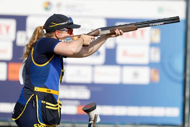 ISSF World Cup Shotgun Larsson Victoria of Sweden competes during the ISSF World Cup Shotgun day two at the Concaverde Shooting Range on July 6, 2026, in Lonato del Garda, Italy. Lonato del Garda Brescia Italy  Copyright: xRichardxMorganox originalFilename:morgano-issfworl260706_npN9g.jpg