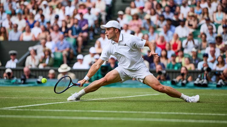 July 6, 2026, London, London, Great Britain: Arthur Fery of Great Britain returns with backhand during The Championships Wimbledon , 6.7.2026 in London (All England Lawn Tennis and Croquet Club), Great Britain Tennis 2026: Grand Slam: The Championships Wimbledon: 8th Day: 4th Round: FERY 7:5 3:6 4:6 6:4 7:6 DIMITROV  - ZUMAs343 20260706_zsp_s343_141 Copyright: xMathiasxSchulzx