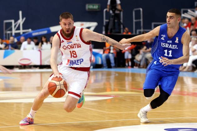 Croatia, Osijek, 060726. City Garden Hall. Match of the 6th round of the first round of qualification for the 2027 Basketball World Cup Croatia - Israel. In the photo: Dominik Mavra, Yarn Madar. Photo: Marin Franov CROPIX Copyright: xxMarinxFranovx hrvatska_izrael67-060726