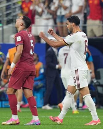 Mikel Merino of Spain celebrates their goal to make it 1-0 to Spain Portugal v Spain 2026 FIFA World Cup, WM, Weltmeisterschaft, Fussball Round of 16, Football, Dallas Stadium, Arlington, Texas, USA - 06 Jul 2026Arlington Dallas Stadium Texas (TX) United States of America  Copyright: xIsmaelxAdnan Shutterstockx 16980005cr