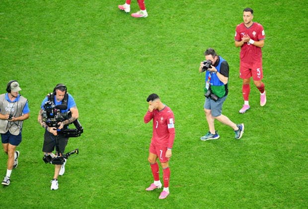 FIFA World Cup, WM, Weltmeisterschaft, Fussball 2026 - Round of 16 - Portugal vs Spain Cristiano Ronaldo of Portugal reacts after the FIFA World Cup 2026 Round of 16 match Portugal against Spain, in Dallas, USA, 06 July 2026. DALLAS United States  Copyright: xSAMxWASSONx