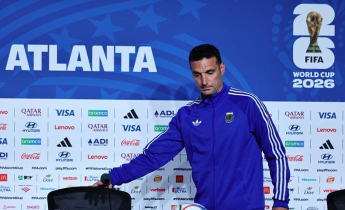 FIFA World Cup, WM, Weltmeisterschaft, Fussball 2026 - Argentina press conference, PK, Pressekonferenz Argentina s national soccer team head coach Lionel Scaloni gives a press conference in Atlanta, Georgia, USA, 06 July 2026. Argentina will face Egypt on 07 July in their FIFA World Cup 2026 round of 16 match. ATLANTA United States  Copyright: xRONALDxWITTEKx