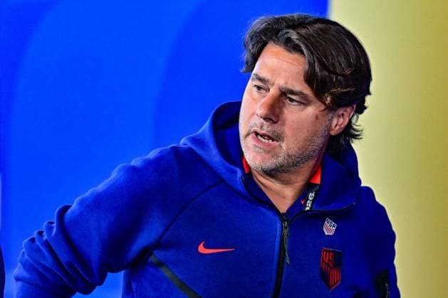 US head coach Mauricio Pochettino arrives for a soccer game between the USA and Belgian national team, Nationalteam Red Devils, on Monday 06 July 2026, at the Seattle Field, in Seattle, a 1 8 finals game in the FIFA World Cup, WM, Weltmeisterschaft, Fussball 2026. DIRKxWAEM  x180549480x