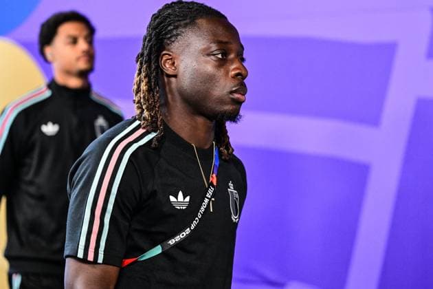 Belgium s Jeremy Doku arrives for a soccer game between the USA and Belgian national team, Nationalteam Red Devils, on Monday 06 July 2026, at the Seattle Field, in Seattle, a 1 8 finals game in the FIFA World Cup, WM, Weltmeisterschaft, Fussball 2026. DIRKxWAEM  x180549907x