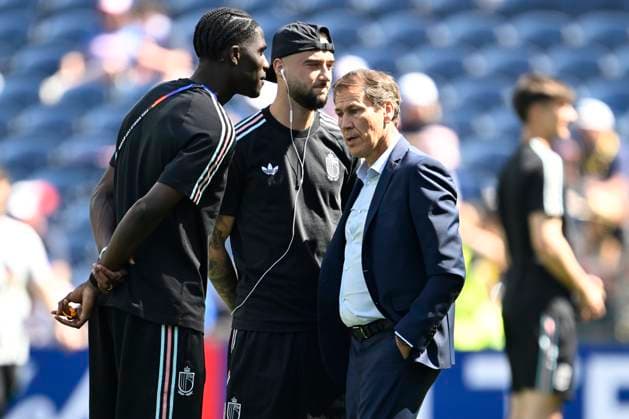 USA vs Belgium - FIFA World Cup, WM, Weltmeisterschaft, Fussball 2026 SEATTLE, UNITED STATES OF AMERICA - JULY 06 : Garcia Rudi head coach of Belgium, Onana Amadou midfielder of Belgium and Debast Zeno defender of Belgium pictured during the FIFA World Cup 2026 round of 16 match between the United States of America and Belgium at the Lumen Field stadium on July 6, 2026 in Seattle, United States of America, 06 07 2026 Seattle United States of America  Copyright: xNicoxVereeckenx