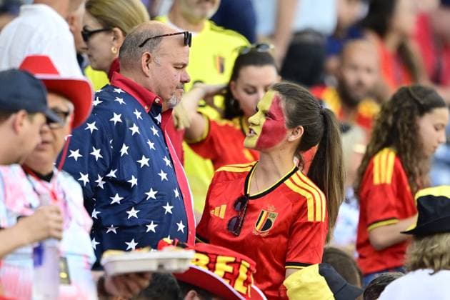 USA vs Belgium - FIFA World Cup, WM, Weltmeisterschaft, Fussball 2026 SEATTLE, UNITED STATES OF AMERICA - JULY 06 : Illustration picture of Belgium fans pictured during the FIFA World Cup 2026 round of 16 match between the United States of America and Belgium at the Lumen Field stadium on July 6, 2026 in Seattle, United States of America, 06 07 2026 Seattle United States of America  Copyright: xJanxDexMeuleneirx