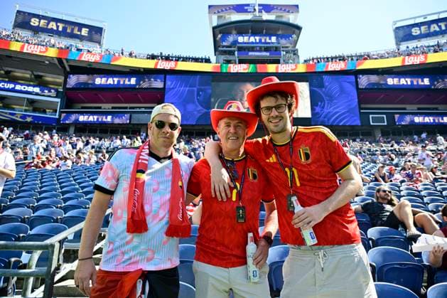 USA vs Belgium - FIFA World Cup, WM, Weltmeisterschaft, Fussball 2026 SEATTLE, UNITED STATES OF AMERICA - JULY 06 : Illustration picture of Belgium fans pictured during the FIFA World Cup 2026 round of 16 match between the United States of America and Belgium at the Lumen Field stadium on July 6, 2026 in Seattle, United States of America, 06 07 2026 Seattle United States of America  Copyright: xJanxDexMeuleneirx