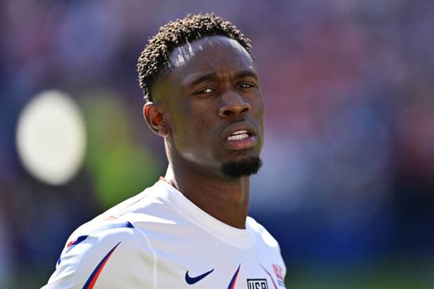 US Folarin Balogun pictured during the warming-up for a soccer game between the USA and Belgian national team, Nationalteam Red Devils, on Monday 06 July 2026, at the Seattle Field, in Seattle, a 1 8 finals game in the FIFA World Cup, WM, Weltmeisterschaft, Fussball 2026. DIRKxWAEM  x180551193x