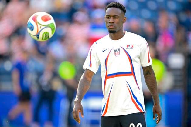 USA vs Belgium - FIFA World Cup, WM, Weltmeisterschaft, Fussball 2026 SEATTLE, UNITED STATES OF AMERICA - JULY 06 : Balogun Folarin forward of USA pictured during the FIFA World Cup 2026 round of 16 match between the United States of America and Belgium at the Lumen Field stadium on July 6, 2026 in Seattle, United States of America, 06 07 2026 Seattle United States of America  Copyright: xNicoxVereeckenx