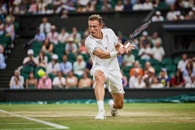 July 7, 2026, London, London, Great Britain: Jiri Lehecka of Czech Republic returns with backhand during The Championships Wimbledon , 6.7.2026 in London (All England Lawn Tennis and Croquet Club), Great Britain Tennis 2026: Grand Slam: The Championships Wimbledon: 8th Day: 4th Round: ZVEREV Vs LECHECKA  - ZUMAs343 20260707_zsp_s343_008 Copyright: xMathiasxSchulzx