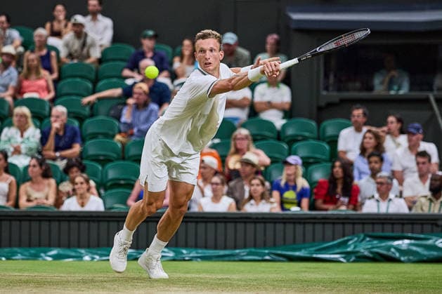 July 7, 2026, London, London, Great Britain: Jiri Lehecka of Czech Republic returns with backhand during The Championships Wimbledon , 6.7.2026 in London (All England Lawn Tennis and Croquet Club), Great Britain Tennis 2026: Grand Slam: The Championships Wimbledon: 8th Day: 4th Round: ZVEREV Vs LECHECKA  - ZUMAs343 20260707_zsp_s343_022 Copyright: xMathiasxSchulzx