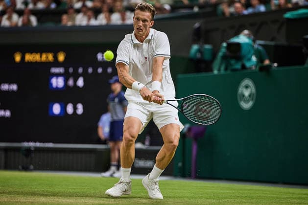 July 7, 2026, London, London, Great Britain: Jiri Lehecka of Czech Republic returns with backhand during The Championships Wimbledon , 6.7.2026 in London (All England Lawn Tennis and Croquet Club), Great Britain Tennis 2026: Grand Slam: The Championships Wimbledon: 8th Day: 4th Round: ZVEREV Vs LECHECKA  - ZUMAs343 20260707_zsp_s343_029 Copyright: xMathiasxSchulzx