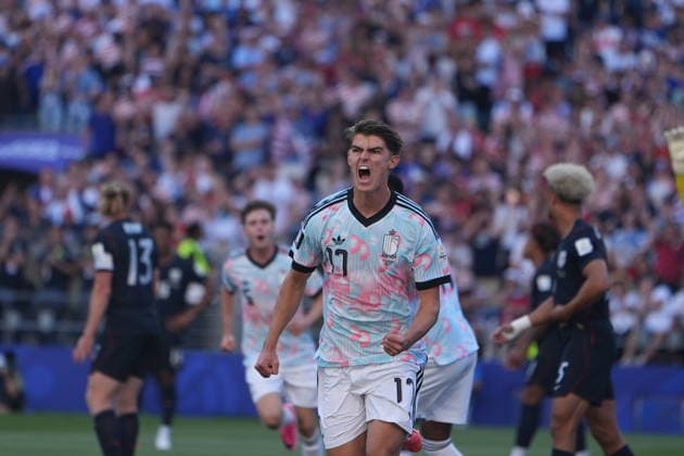 USA v Belgium - FIFA World Cup, WM, Weltmeisterschaft, Fussball 2026 - Round of 16 SEATTLE, USA - JULY 6: Charles De Ketelaere (17) of Belgium celebrates after scoring a goal during the 2026 FIFA World Cup Round of 16 match between USA and Belgium at Lumen Field (Seattle Stadium) in Seattle, Washington, United States on July 6, 2026. Ercin Erturk Anadolu Washington United States. Editorial use only. Please get in touch for any other usage.  Copyright: x2026xAnadoluxErcinxErturkx