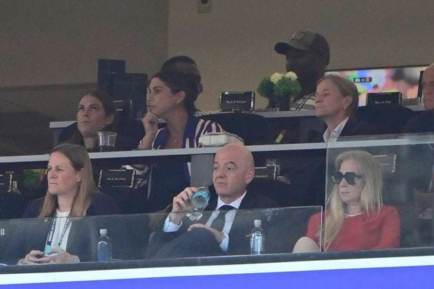 USA vs Belgium - FIFA World Cup, WM, Weltmeisterschaft, Fussball 2026 SEATTLE, UNITED STATES OF AMERICA - JULY 06 : Pascale Van Damme and Gianni Infantino pictured during the FIFA World Cup 2026 round of 16 match between the United States of America and Belgium at the Lumen Field stadium on July 6, 2026 in Seattle, United States of America, 06 07 2026 Seattle United States of America  Copyright: xJanxDexMeuleneirx