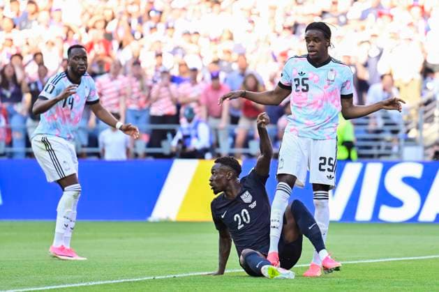 USA vs Belgium - FIFA World Cup, WM, Weltmeisterschaft, Fussball 2026 SEATTLE, UNITED STATES OF AMERICA - JULY 06 : Balogun Folarin forward of USA, Ngoy Nathan defender of Belgium in action pictured during the FIFA World Cup 2026 round of 16 match between the United States of America and Belgium at the Lumen Field stadium on July 6, 2026 in Seattle, United States of America, 06 07 2026 Seattle United States of America  Copyright: xJanxDexMeuleneirx