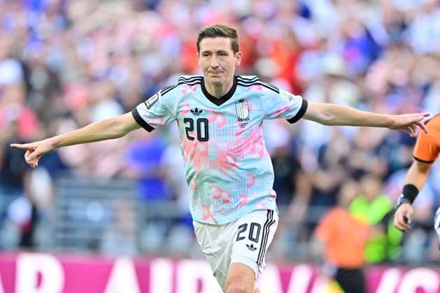 USA vs Belgium - FIFA World Cup, WM, Weltmeisterschaft, Fussball 2026 SEATTLE, UNITED STATES OF AMERICA - JULY 06 : Vanaken Hans midfielder of Belgium celebrating scoring a goal (3-1) pictured during the FIFA World Cup 2026 round of 16 match between the United States of America and Belgium at the Lumen Field stadium on July 6, 2026 in Seattle, United States of America, 06 07 2026 Seattle United States of America  Copyright: xJanxDexMeuleneirx