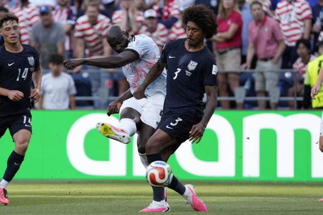 FIFA World Cup, WM, Weltmeisterschaft, Fussball 2026 - Round of 16 - USA vs Belgium Romelu Lukaku of Belgium scores the 1-4 goal during the FIFA World Cup 2026 Round of 16 match USA against Belgium, in Seattle, Washington, USA, 06 July 2026. SEATTLE United States  Copyright: xSTEPHENxBRASHEARx