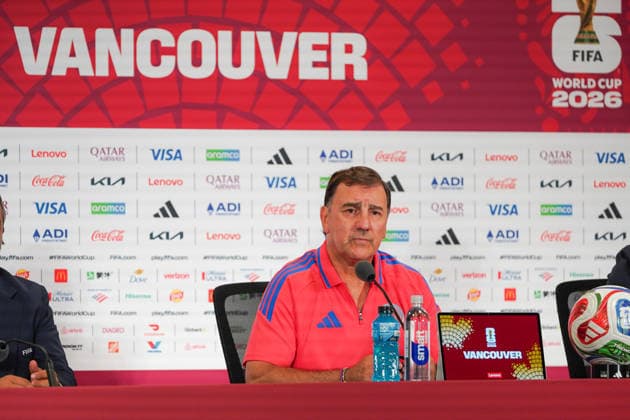 Switzerland v Colombia Round of 16 press conference, PK, Pressekonferenz FIFA World Cup, WM, Weltmeisterschaft, Fussball 2026 NÃ stor Lorenzo Head Coach of Colombia during the 2026 FIFA World Cup MD-1 Press Conference ahead of the Round of 16 match between Switzerland and Colombia at BC Place Stadium. on July 06, 2026 in Vancouver, Canada. (Photo by Leonardo Ramirez Eyepix Group) Copyright: xLeonardoxRamirezx xEyepixxGroupx LR03072026-03289