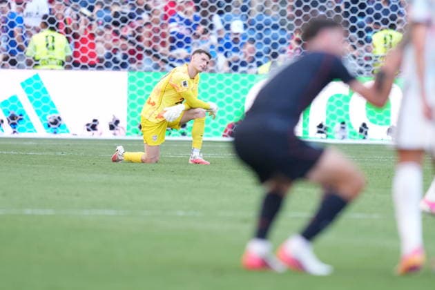 USA v Belgium - FIFA World Cup, WM, Weltmeisterschaft, Fussball 2026 - Round of 16 SEATTLE, USA - JULY 6: Matt Freese (24) of USA reacts to the loss after the 2026 FIFA World Cup Round of 16 match between USA and Belgium at Lumen Field (Seattle Stadium) in Seattle, Washington, United States on July 6, 2026. Ercin Erturk Anadolu Washington United States. Editorial use only. Please get in touch for any other usage.  Copyright: x2026xAnadoluxErcinxErturkx