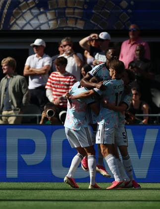 (260707) -- SEATTLE, July 7, 2026 -- Players of Belgium celebrate scoring during the round of 16 match between the United States and Belgium at the 2026 FIFA World Cup, WM, Weltmeisterschaft, Fussball at Seattle Stadium in Seattle, the United States, July 6, 2026. ) (SP)U.S.-SEATTLE-FOOTBALL-FIFA WORLD CUP-ROUND OF 16-USA VS BEL MaoxSiqian 
