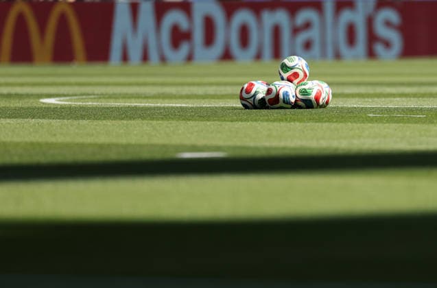 (260707) -- SEATTLE, July 7, 2026 -- Footballs for the match are seen before the round of 16 match between the United States and Belgium at the 2026 FIFA World Cup, WM, Weltmeisterschaft, Fussball at Seattle Stadium in Seattle, the United States, July 6, 2026. ) (SP)U.S.-SEATTLE-FOOTBALL-FIFA WORLD CUP-ROUND OF 16-USA VS BEL CaoxCan 