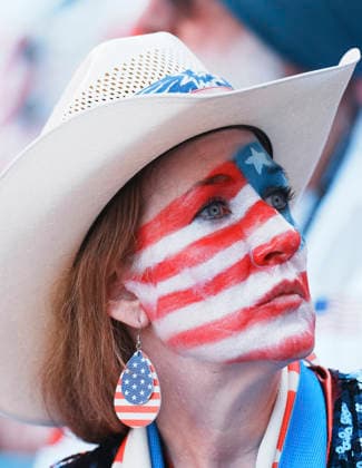 (260707) -- SEATTLE, July 7, 2026 -- A supporter of the United States is pictured before the round of 16 match between the United States and Belgium at the 2026 FIFA World Cup, WM, Weltmeisterschaft, Fussball at Seattle Stadium in Seattle, the United States, July 6, 2026. ) (SP)U.S.-SEATTLE-FOOTBALL-FIFA WORLD CUP-ROUND OF 16-USA VS BEL XuxChang 