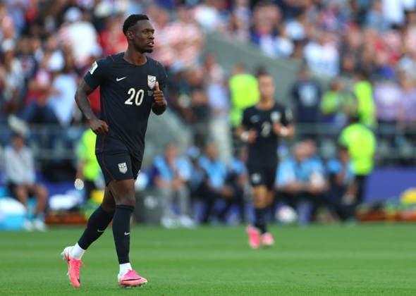 (260707) -- SEATTLE, July 7, 2026 -- Folarin Balogun of the United States competes during the round of 16 match between the United States and Belgium at the 2026 FIFA World Cup, WM, Weltmeisterschaft, Fussball at Seattle Stadium in Seattle, the United States, July 6, 2026. ) (SP)U.S.-SEATTLE-FOOTBALL-FIFA WORLD CUP-ROUND OF 16-USA VS BEL MaoxSiqian 
