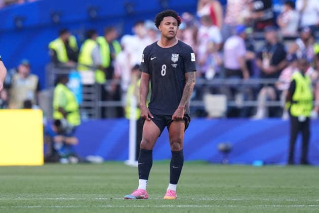 USA v Belgium - FIFA World Cup, WM, Weltmeisterschaft, Fussball 2026 - Round of 16 SEATTLE, USA - JULY 6: Weston McKennie of USA reacts after the 2026 FIFA World Cup Round of 16 match between USA and Belgium at Lumen Field (Seattle Stadium) in Seattle, Washington, United States on July 6, 2026. Ercin Erturk Anadolu Washington United States. Editorial use only. Please get in touch for any other usage.  Copyright: x2026xAnadoluxErcinxErturkx