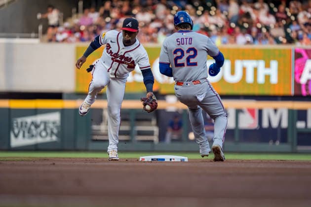 July 6, 2026, Atlanta, Georgia, USA: New York Mets left fielder Juan Soto (22) steals 2nd base while playing against the Atlanta Braves at Truist Park in ATLANTA, Georgia. Major League Baseball: NY Mets Vs Atlanta Braves  - ZUMAa161 20260706_aaa_a161_031 Copyright: xWalterxArcex xGMGx