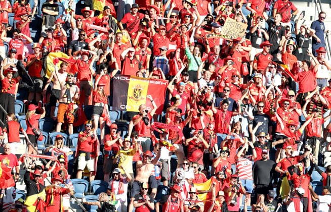 FIFA World Cup, WM, Weltmeisterschaft, Fussball 2026 - Round of 16 - USA vs Belgium Fans of Belgium celebrate after the FIFA World Cup 2026 Round of 16 match USA against Belgium, in Seattle, USA, 06 July 2026. The US team lost 1-4. SEATTLE United States  Copyright: xCHRISTOPHERxTORRESx