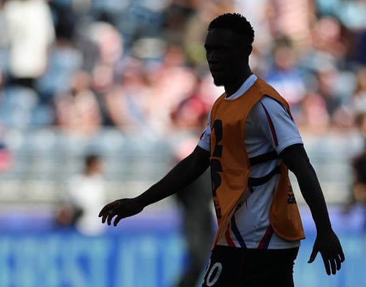 (260707) -- SEATTLE, July 7, 2026 -- Folarin Balogun of the United States warms up before the round of 16 match between the United States and Belgium at the 2026 FIFA World Cup, WM, Weltmeisterschaft, Fussball at Seattle Stadium in Seattle, the United States, July 6, 2026. ) (SP)U.S.-SEATTLE-FOOTBALL-FIFA WORLD CUP-ROUND OF 16-USA VS BEL CaoxCan 