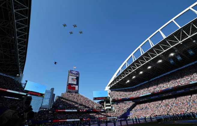 (260707) -- SEATTLE, July 7, 2026 -- A pre-match ceremony is held before the round of 16 match between the United States and Belgium at the 2026 FIFA World Cup, WM, Weltmeisterschaft, Fussball at Seattle Stadium in Seattle, the United States, July 6, 2026. ) (SP)U.S.-SEATTLE-FOOTBALL-FIFA WORLD CUP-ROUND OF 16-USA VS BEL XuxChang 
