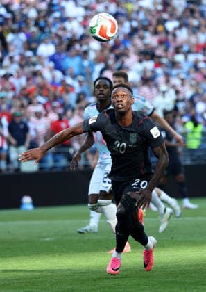 (260707) -- SEATTLE, July 7, 2026 -- Folarin Balogun (front) of the United States competes during the round of 16 match between the United States and Belgium at the 2026 FIFA World Cup, WM, Weltmeisterschaft, Fussball at Seattle Stadium in Seattle, the United States, July 6, 2026. ) (SP)U.S.-SEATTLE-FOOTBALL-FIFA WORLD CUP-ROUND OF 16-USA VS BEL CaoxCan 