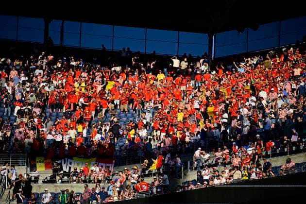 USA vs Belgium - FIFA World Cup, WM, Weltmeisterschaft, Fussball 2026 SEATTLE, UNITED STATES OF AMERICA - JULY 06 : fans of Belgium pictured during the FIFA World Cup 2026 round of 16 match between the United States of America and Belgium at the Lumen Field stadium on July 6, 2026 in Seattle, United States of America, 06 07 2026 Seattle United States of America  Copyright: xJanxDexMeuleneirx