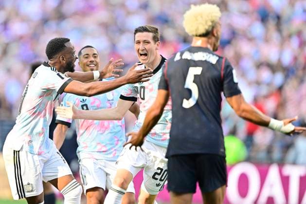 USA vs Belgium - FIFA World Cup, WM, Weltmeisterschaft, Fussball 2026 SEATTLE, UNITED STATES OF AMERICA - JULY 06 : Vanaken Hans midfielder of Belgium celebrates after scoring pictured during the FIFA World Cup 2026 round of 16 match between the United States of America and Belgium at the Lumen Field stadium on July 6, 2026 in Seattle, United States of America, 06 07 2026 Seattle United States of America  Copyright: xJanxDexMeuleneirx