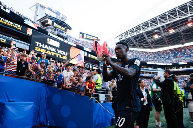 SEATTLE, WA - JULY 06: Forward Folarin Balogun 20 of the United States walks off the field after the FIFA World Cup, WM, Weltmeisterschaft, Fussball 2026 Round of 16 match between the USA and Belgium on July 6, 2026 at Seattle Stadium in Seattle, Washington. (Photo by Henry Rodenburg Icon Sportswire) SOCCER: JUL 06 FIFA World Cup 26 Round of 16 - USA vs Belgium EDITORIAL USE ONLY Icon260706034