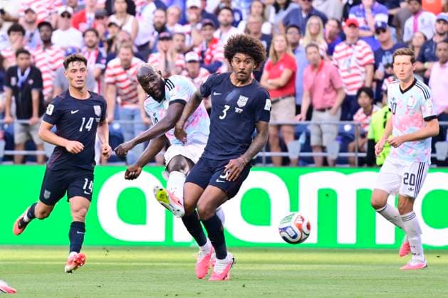 USA vs Belgium - FIFA World Cup, WM, Weltmeisterschaft, Fussball 2026 SEATTLE, UNITED STATES OF AMERICA - JULY 06 : Lukaku Romelu forward of Belgium celebrates after scoring pictured during the FIFA World Cup 2026 round of 16 match between the United States of America and Belgium at the Lumen Field stadium on July 6, 2026 in Seattle, United States of America, 06 07 2026 Seattle United States of America  Copyright: xJanxDexMeuleneirx