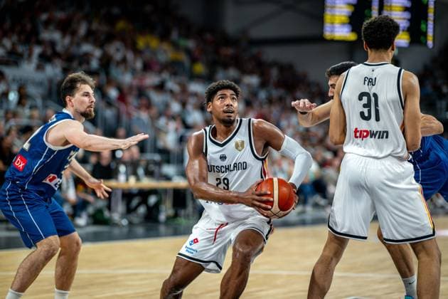 Basketball Bamberg 06.07.2026.2026 FIBA World Cup Qualifier Qualifikation zur Weltmeisterschaft 2027 Deutschland (GER) - Zypern (CYP) Kostja Mushidi (Deutschland, No.29) *** Basketball Bamberg July 6, 2026 2026 FIBA World Cup Qualifier Qualification for the 2027 World Cup Germany GER Cyprus CYP Kostja Mushidi Germany, No. 29