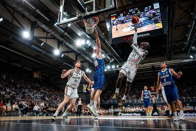 Basketball Bamberg 06.07.2026.2026 FIBA World Cup Qualifier Qualifikation zur Weltmeisterschaft 2027 Deutschland (GER) - Zypern (CYP) Dennis Schröder Schroeder (Deutschland, No.17) Schröder Schroder Stefanos Iliadis (Zypern, No.06) Roberto Mantovani (Zypern, No.69) *** Basketball Bamberg July 6, 2026 2026 FIBA World Cup Qualifier Qualification for the 2027 World Cup Germany GER Cyprus CYP Dennis Schröder Schroeder Germany, No. 17 Schröder, Stefanos Iliadis, Cyprus, No. 06, Roberto Mantovani, Cyprus, No. 69